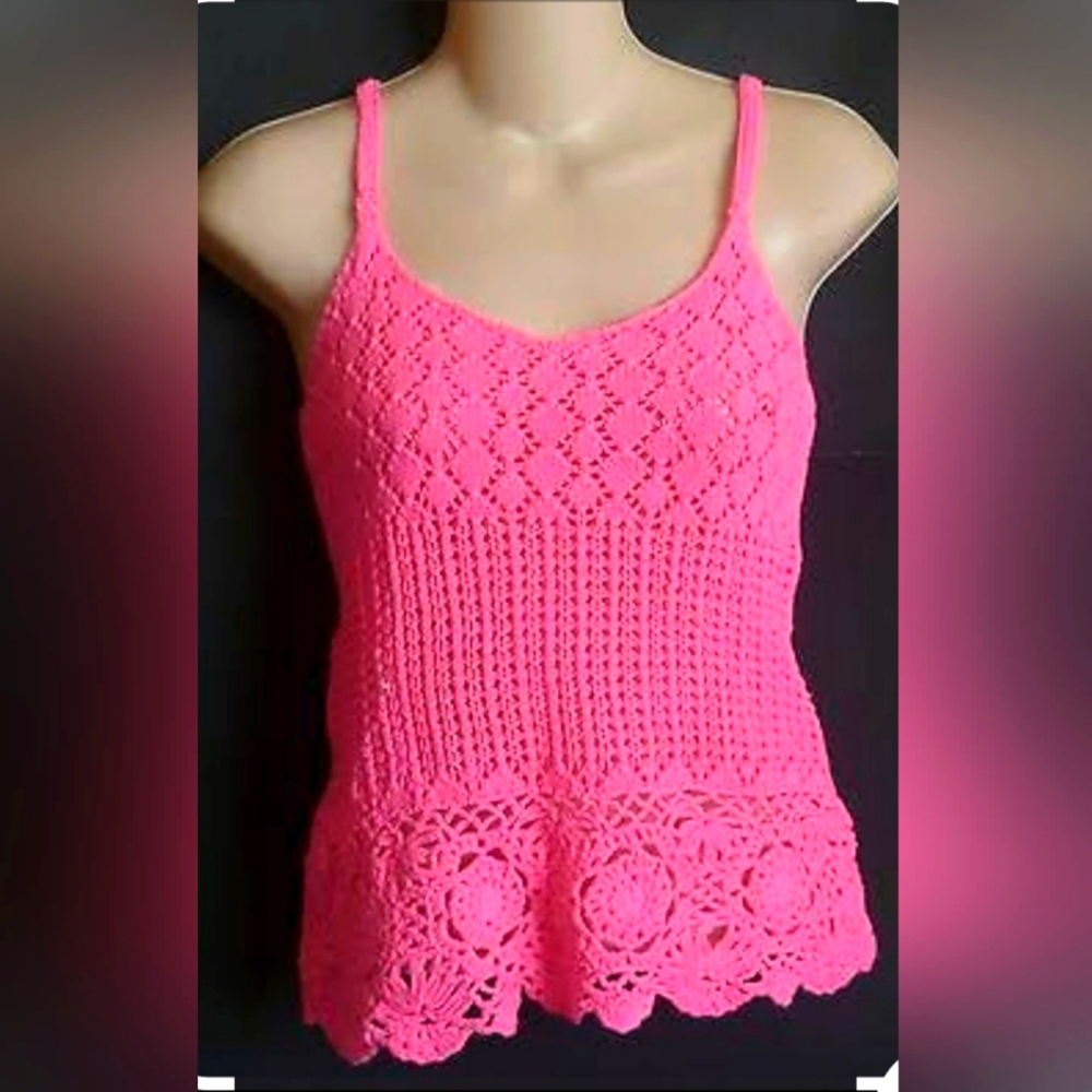 Pink Crochet Lace Women Top